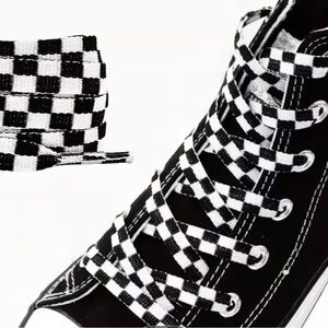 Black & White Checkered Shoelaces | Retro Sneaker Lace Replacement